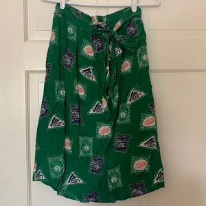 Anthro vintage stamp midi skirt